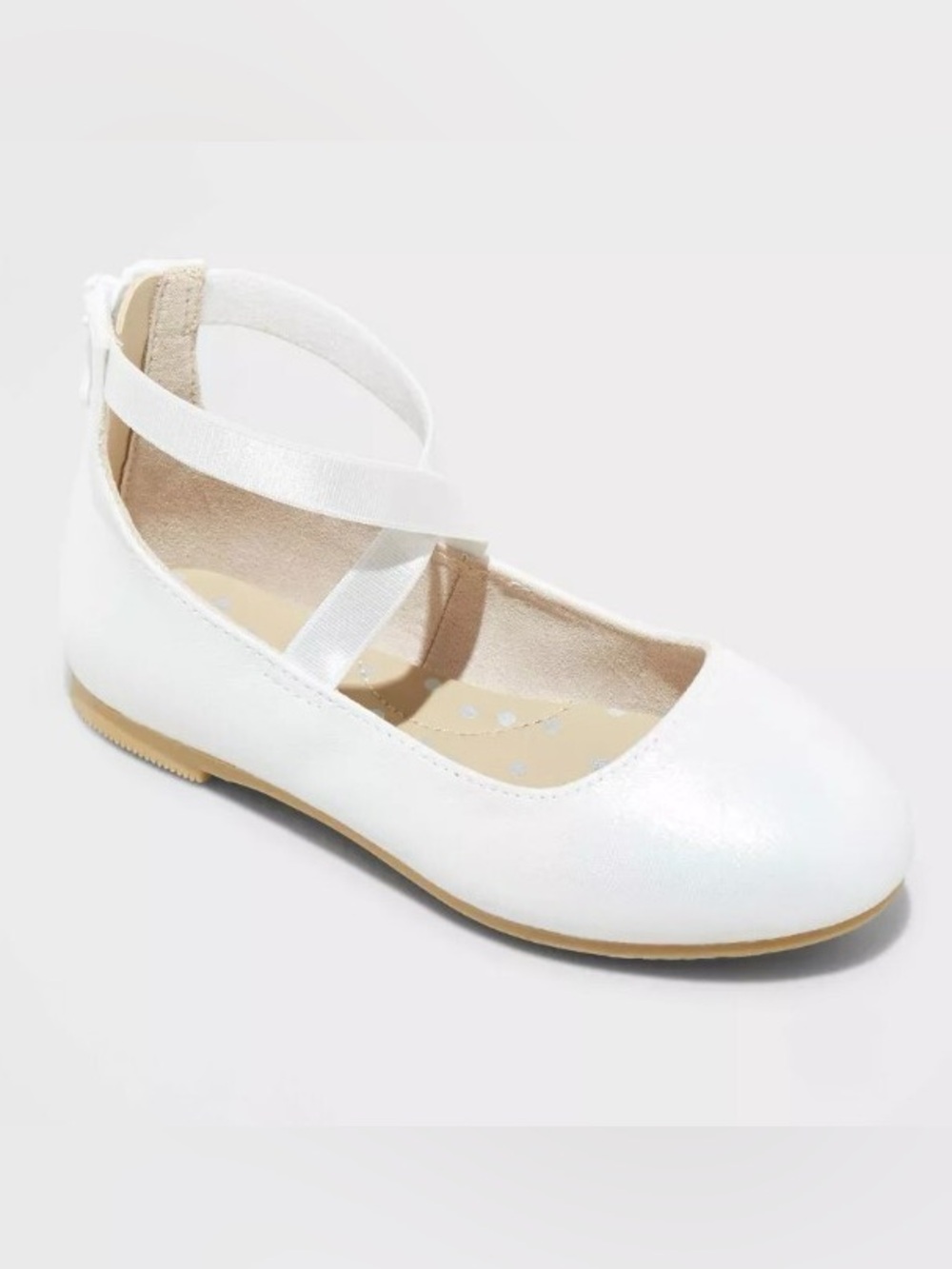 Cat & Jack Toddler Girls' Trinity Slip-On Zipper Ballet Flats White Size 8